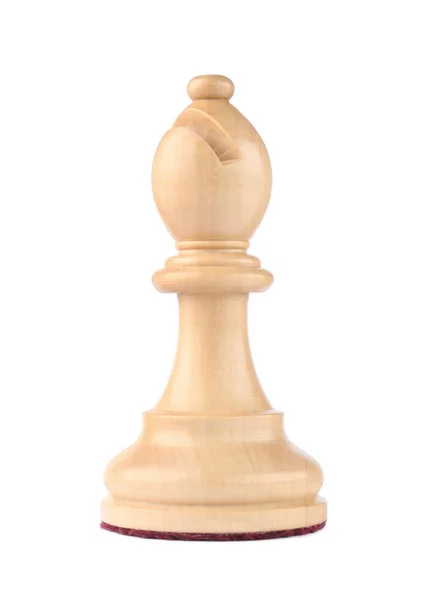 Wooden Bishop Isolated White Chess Piece — Stock Photo, Image