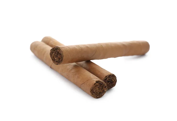 Zigarren Tabakblätter Auf Weißem Hintergrund Gewickelt — Stockfoto