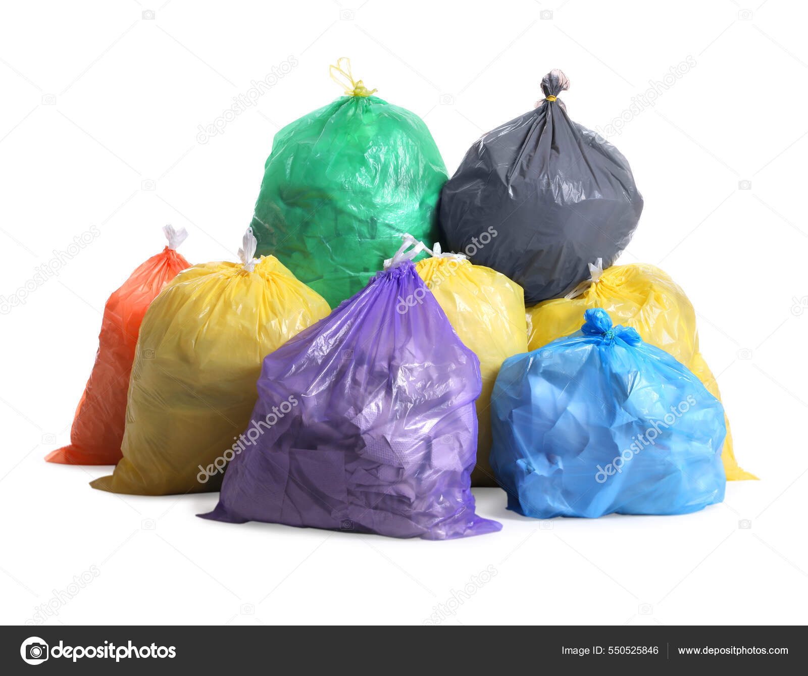 Background Pile Of Trash Bags, Blue Bin,Trash, Garbage, Rubbish