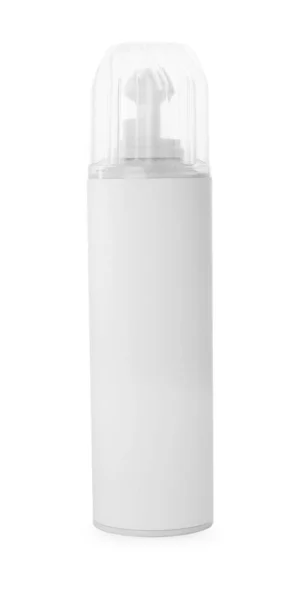 Бутылка Вкусных Взбитых Сливок Изолированных Белом — стоковое фото