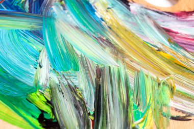 Arkaplan olarak soyut renkli akrilik boya, yakın plan görünüm