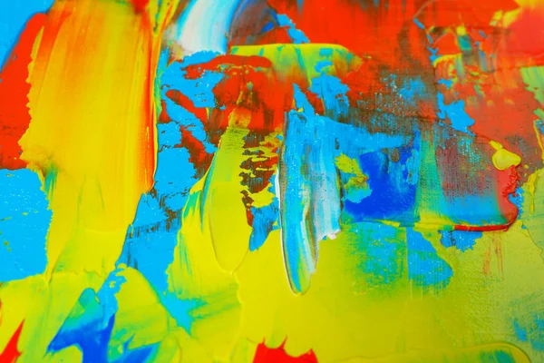 Detailní Pohled Umělcovu Paletu Smíšenými Světlými Barvami Jako Pozadí — Stock fotografie