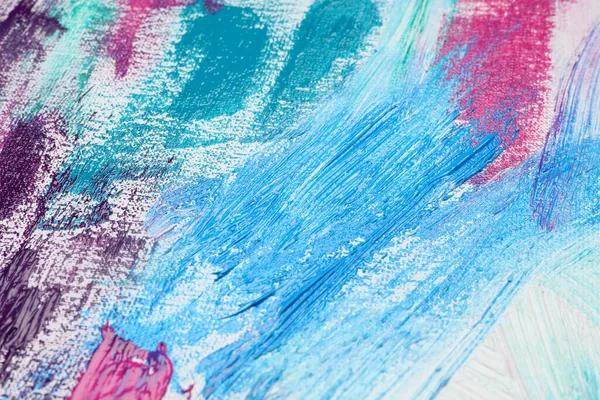 Strokes Colorful Acrylic Paints White Canvas Closeup — Stock Photo, Image