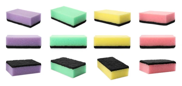 Set Cleaning Sponges White Background Banner Design — Stock Photo, Image