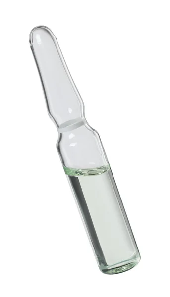 Ampola Vidro Com Produto Farmacêutico Sobre Fundo Branco — Fotografia de Stock