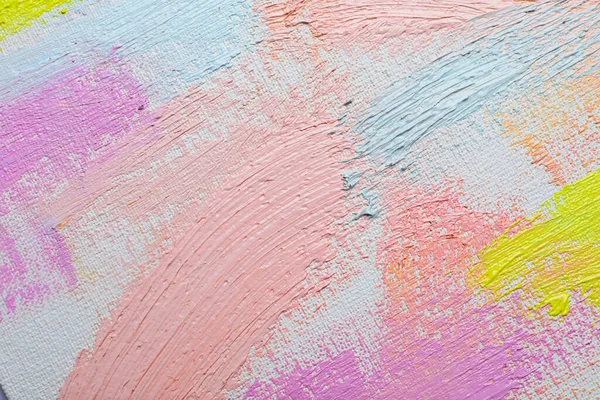 Strokes Different Pastel Acrylic Paints White Canvas Closeup — Stock Photo, Image