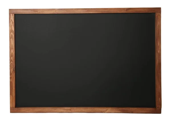 Zwart Krijtbord Houten Frame Geïsoleerd Wit — Stockfoto