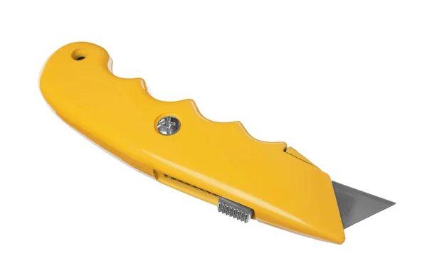 Желтый Служебный Нож Изолирован Белом Строительный Инструмент — стоковое фото