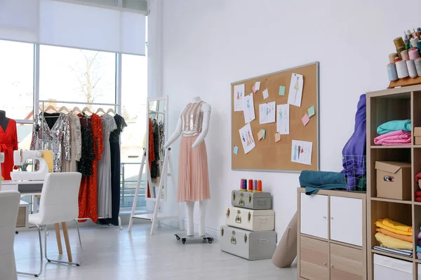 Dressmaking Workshop Interior Stylish Female Clothes Equipment — Stock Photo, Image