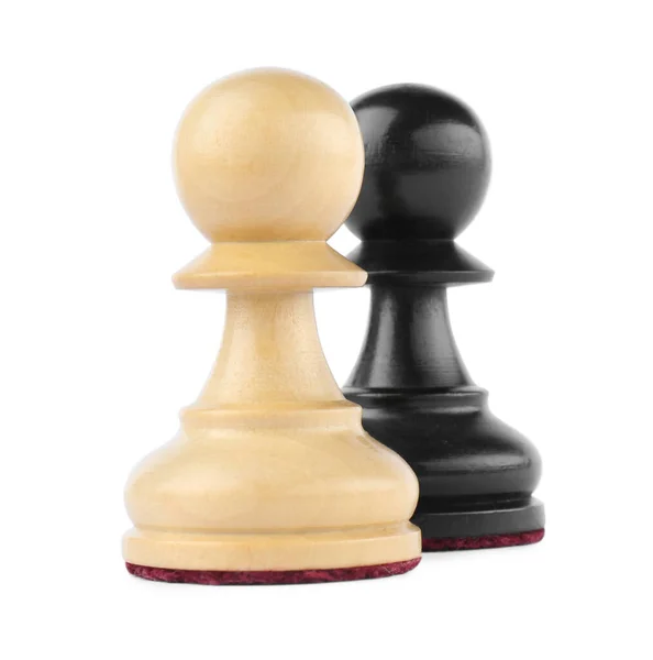 Verschiedene Bauern Auf Weißem Hintergrund Schachfiguren — Stockfoto