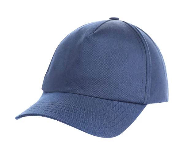 白色隔离的时髦蓝色棒球帽 — 图库照片