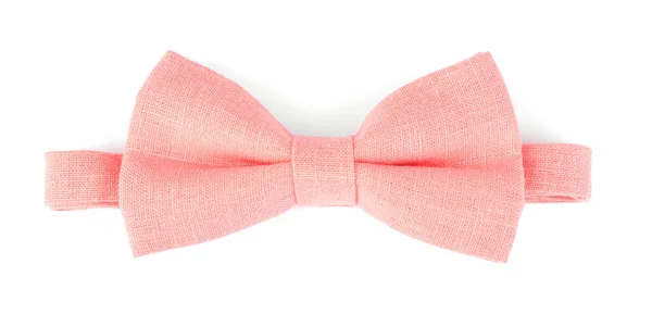 Elegante Laço Rosa Gravata Isolada Branco Vista Superior — Fotografia de Stock