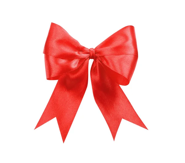Beautiful Red Ribbon Tied Bow Isolated White Top View — Stock Photo, Image