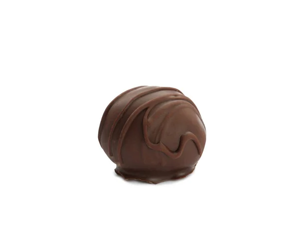 Вкусный Сладкий Шоколадный Трюфель Изолированный Белом — стоковое фото