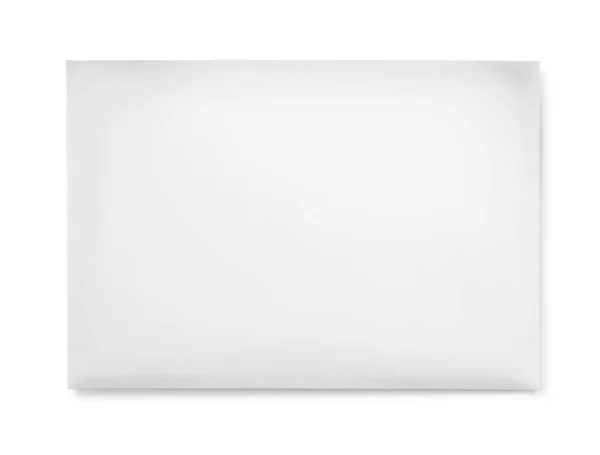 Envelope Papel Branco Simples Isolado Branco — Fotografia de Stock