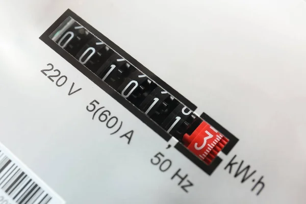 Vista Perto Contador Eletricidade Dispositivo Medição — Fotografia de Stock