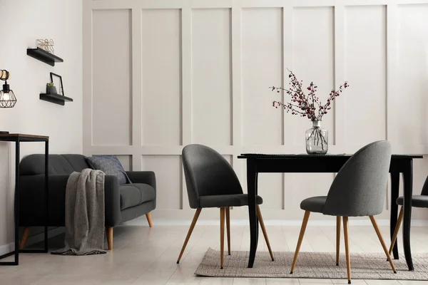 Beautiful Dining Room Interior New Stylish Furniture — Stock Photo, Image