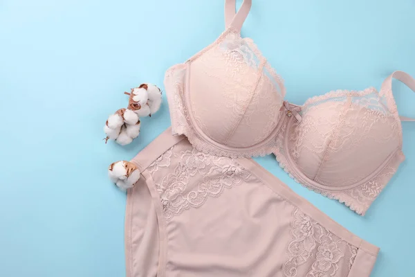 Elegante Beige Más Ropa Interior Las Mujeres Tamaño Flores Algodón — Foto de Stock