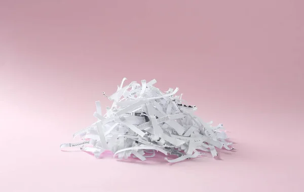 Heap Shredded Paper Strips Violet Background — Stock Photo, Image