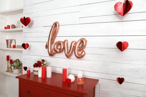 Hermosa Decoración Romántica Interiores Celebración San Valentín — Foto de Stock