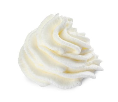 Lezzetli taze krem şanti beyaza izole edilmiş.