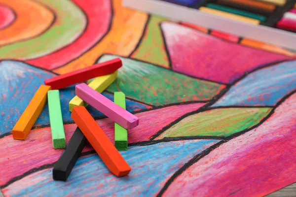 Красивый Рисунок Цветные Пастели Вид Крупным Планом — стоковое фото