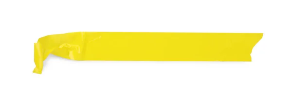 Кусок Жёлтой Клейкой Ленты Изолированный Белом Вид Сверху — стоковое фото