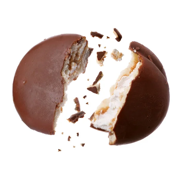 Pastel Choco Delicioso Roto Sobre Fondo Blanco —  Fotos de Stock