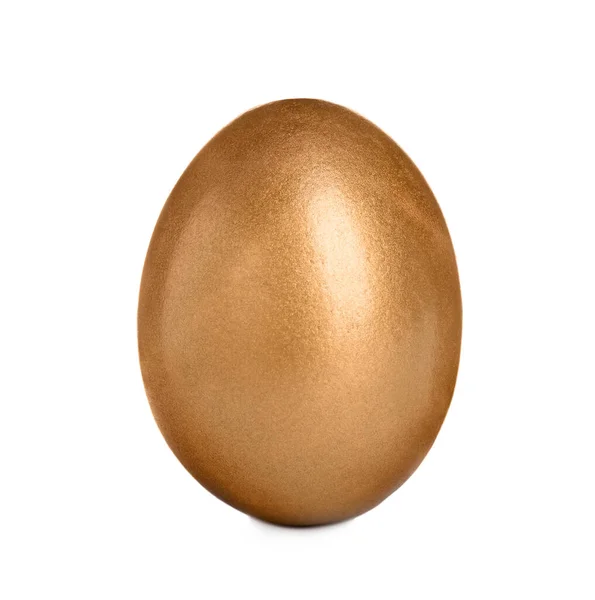 Uovo Oro Lucido Sfondo Bianco — Foto Stock