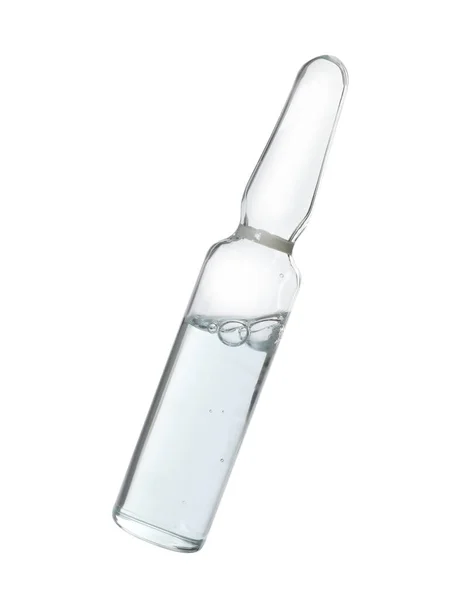 Ampolla Vidrio Con Producto Farmacéutico Sobre Fondo Blanco — Foto de Stock