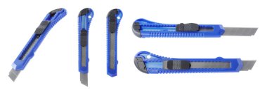 Beyaz arka planda kullanım bıçakları ile ayarlayın. Pankart tasarımı