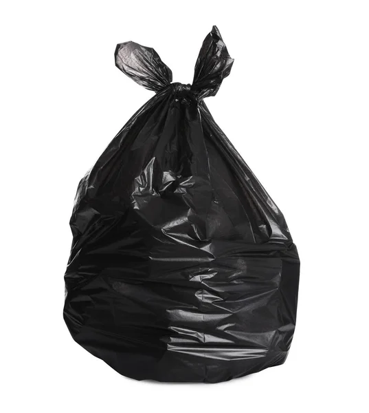 Full Black Garbage Bag Isolated White Rubbish Recycling — Stock Photo, Image