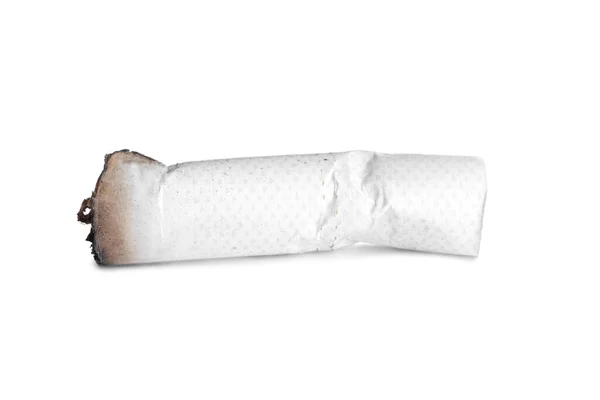 One Burnt Cigarette Butt Isolated White — Stok fotoğraf