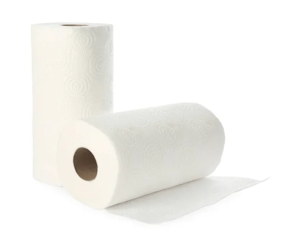 Rolos Toalhas Papel Isolados Sobre Branco — Fotografia de Stock