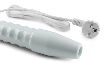 Beyaz arka planda modern Darsonval. Mikro akım terapisi