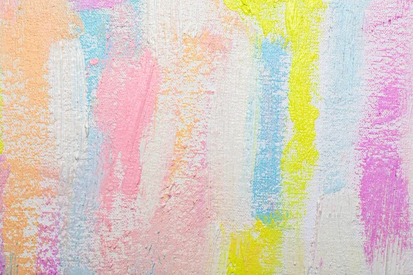 Strokes Different Pastel Acrylic Paints White Canvas Closeup — Stock Photo, Image