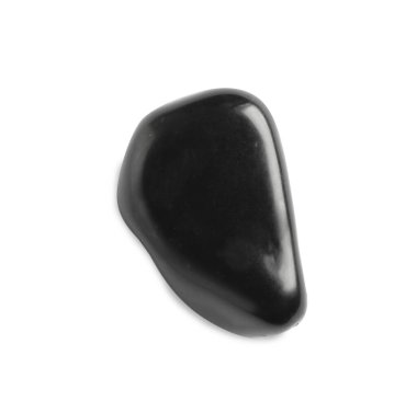 Siyah spa taşı beyaza izole edilmiş, üst manzara