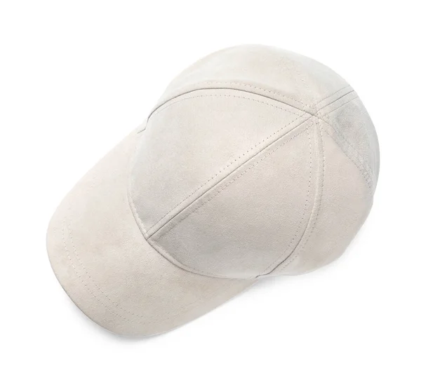 Elegante Cappello Baseball Sfondo Bianco Vista Dall Alto — Foto Stock
