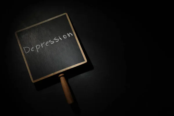 Krijtbord Met Woord Depressie Duisternis Bovenaanzicht Ruimte Voor Tekst — Stockfoto