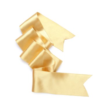 Güzel altın kurdele beyaz manzarada izole edilmiş.