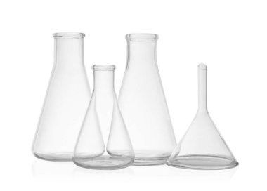 Beyaz arkaplandaki laboratuvar camları