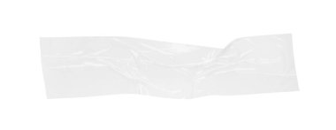 Şeffaf yapışkan bant parçası beyaz, üst görünümde izole