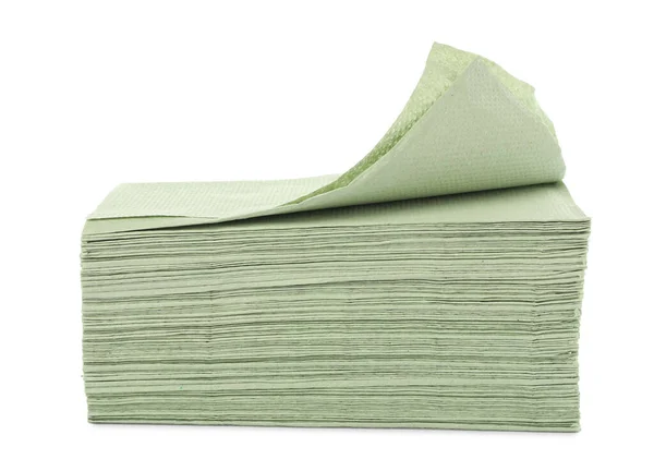 Stapel Von Papierhandtüchern Isoliert Auf Weiß — Stockfoto