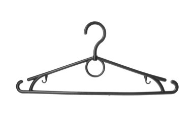 Boş plastik askı beyaza izole edilmiş. Kostüm aksesuarı