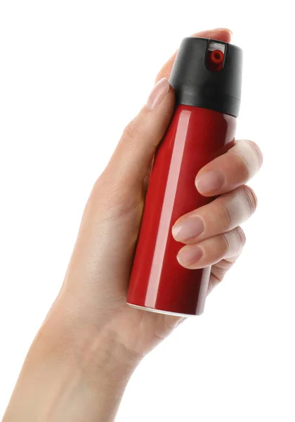 Palack Gáz Paprika Spray Fehér Háttér — Stock Fotó