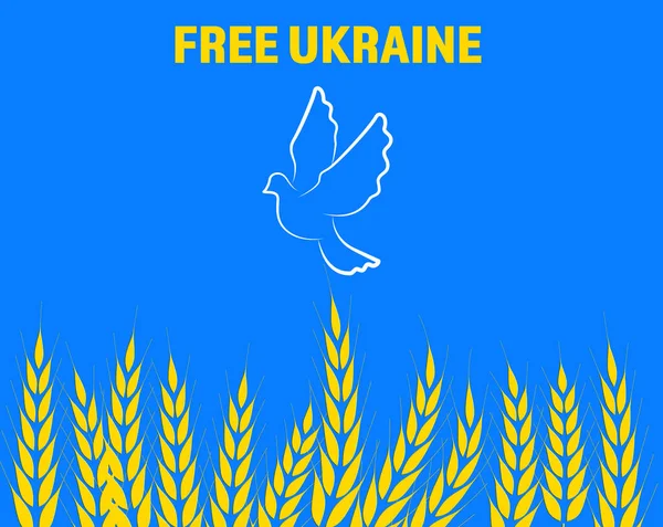 Szabadítsd Ukrajnát Illusztrációk Fehér Galamb Felett Búza Mező Világoskék Háttér — Stock Fotó