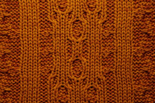 Beautiful Orange Knitted Fabric Background Top View — Stock Photo, Image