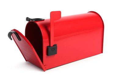 Beyaz arkaplanda parlak kırmızı posta kutusu