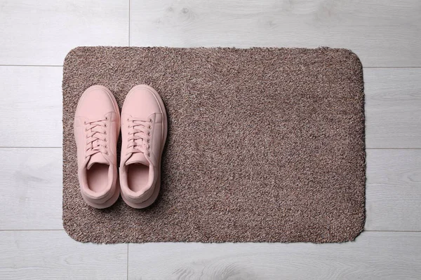 New Clean Door Mat Shoes Floor Top View — Stock Photo, Image