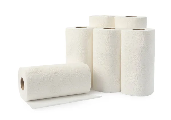 Rolls Paper Towels Isolated White — Stock Photo, Image